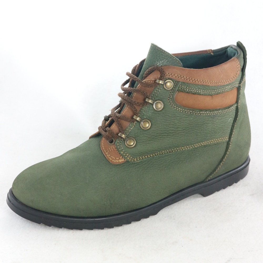 Vintage Green/Caramel Brown Leather Boots